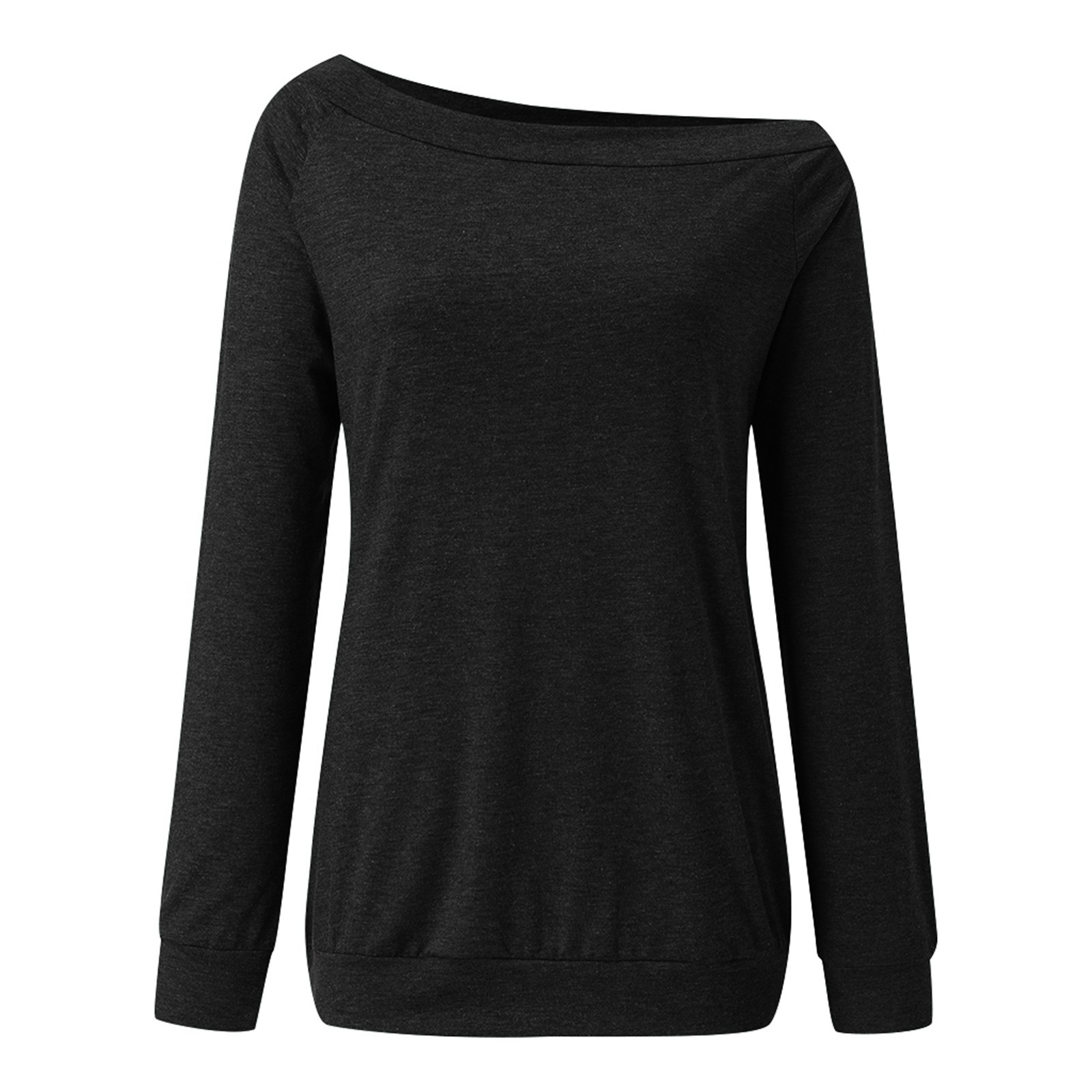 thumbnail image 4 of Blusa de manga larga con hombros descubiertos para mujer - Camiseta informal de verano de color liso, 4 of 6